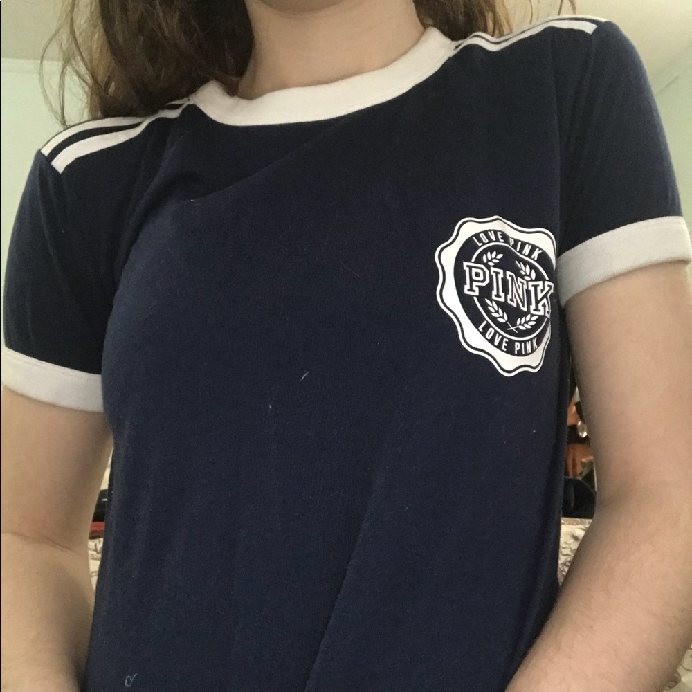 Victoria’s Secret pink navy and white ringer tee